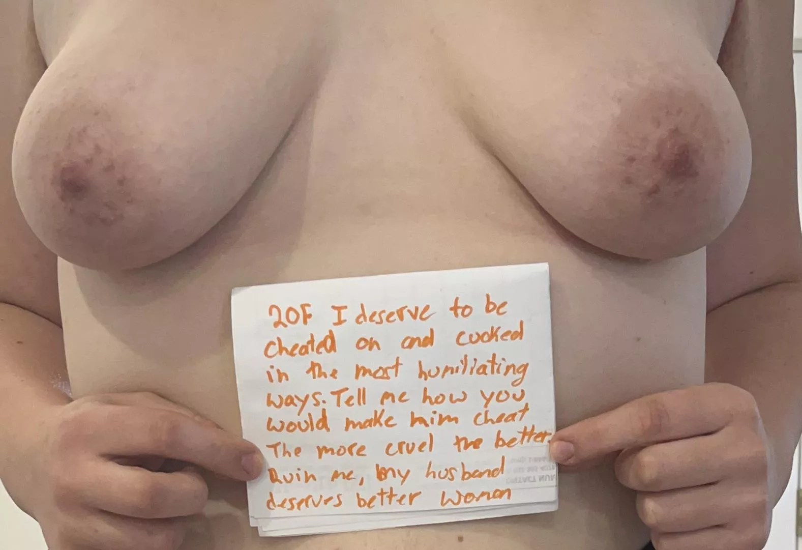 20F hoping a cruel woman wants to talk to me about wrecking my home and cucking me, my only limits are no scat, blood or head shaving. Females only, I don’t talk to men. 20F hoping a cruel woman wants to talk to me about wrecking my home and cucking me, my only limits are no scat, blood or head shaving. Females only, I don’t talk to men.