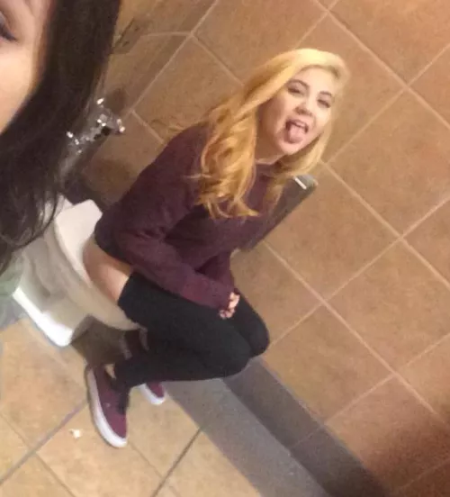 Friend caught her on the toilet