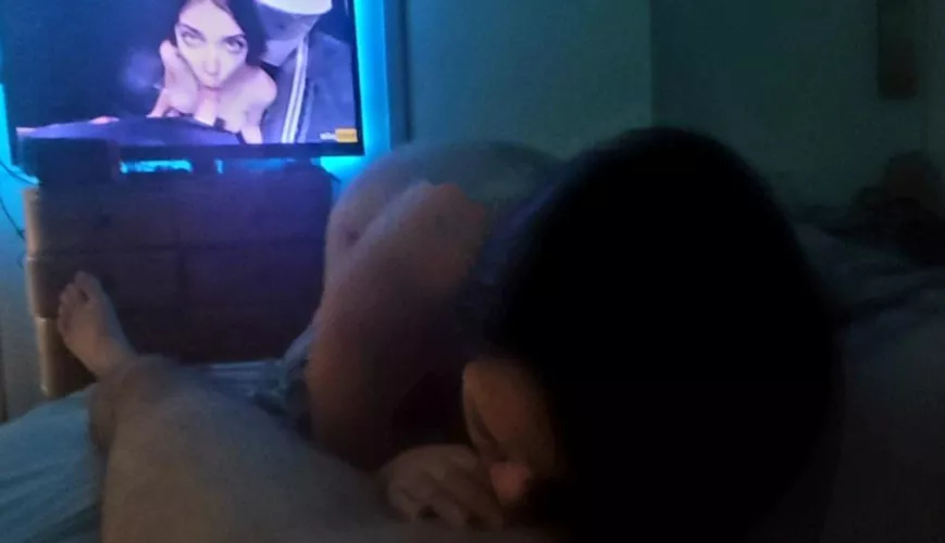 I love giving Sir a blowjob to his favorite pornstars. Last night he blew in my mouth to her and I wasn't allowed to cum.