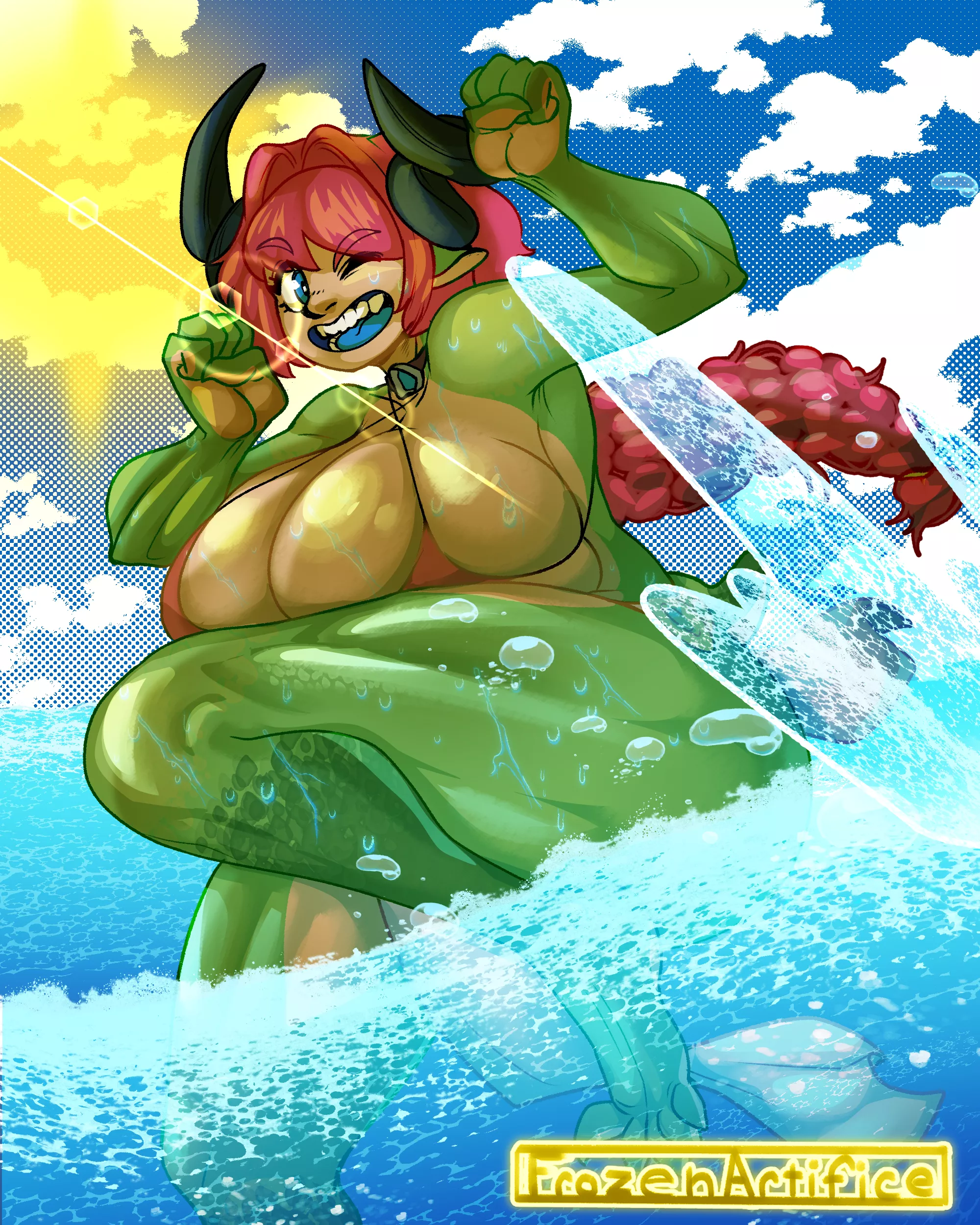 Nina's day at the Beach! (Art by Frozen Artifice - Character by Eigaka)
