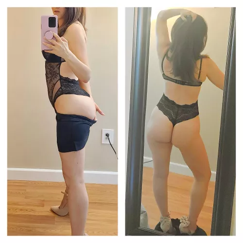 She loves her lingerie so much she likes to keep it on most of the time but it's okay it's so damn hot when she pulls it to the side for me when she's wet and ready!