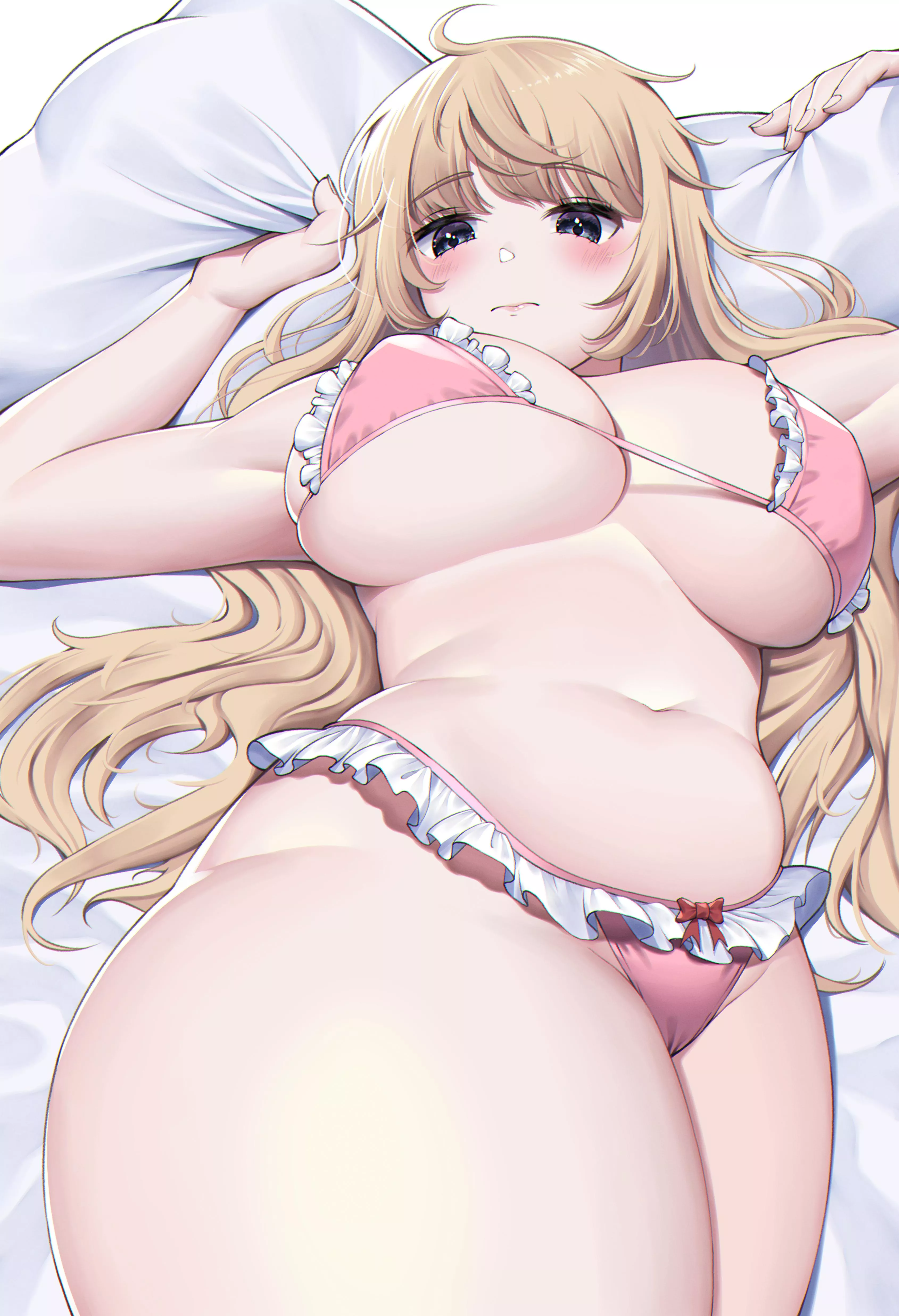 Swimsuit barely holding in the thiccness