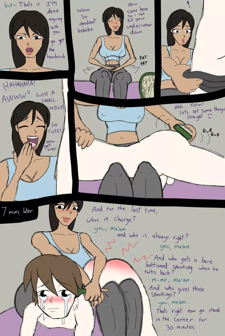 Take away the hairbrush and genital demeaning in panel 4 and it's my pretty much gf and me