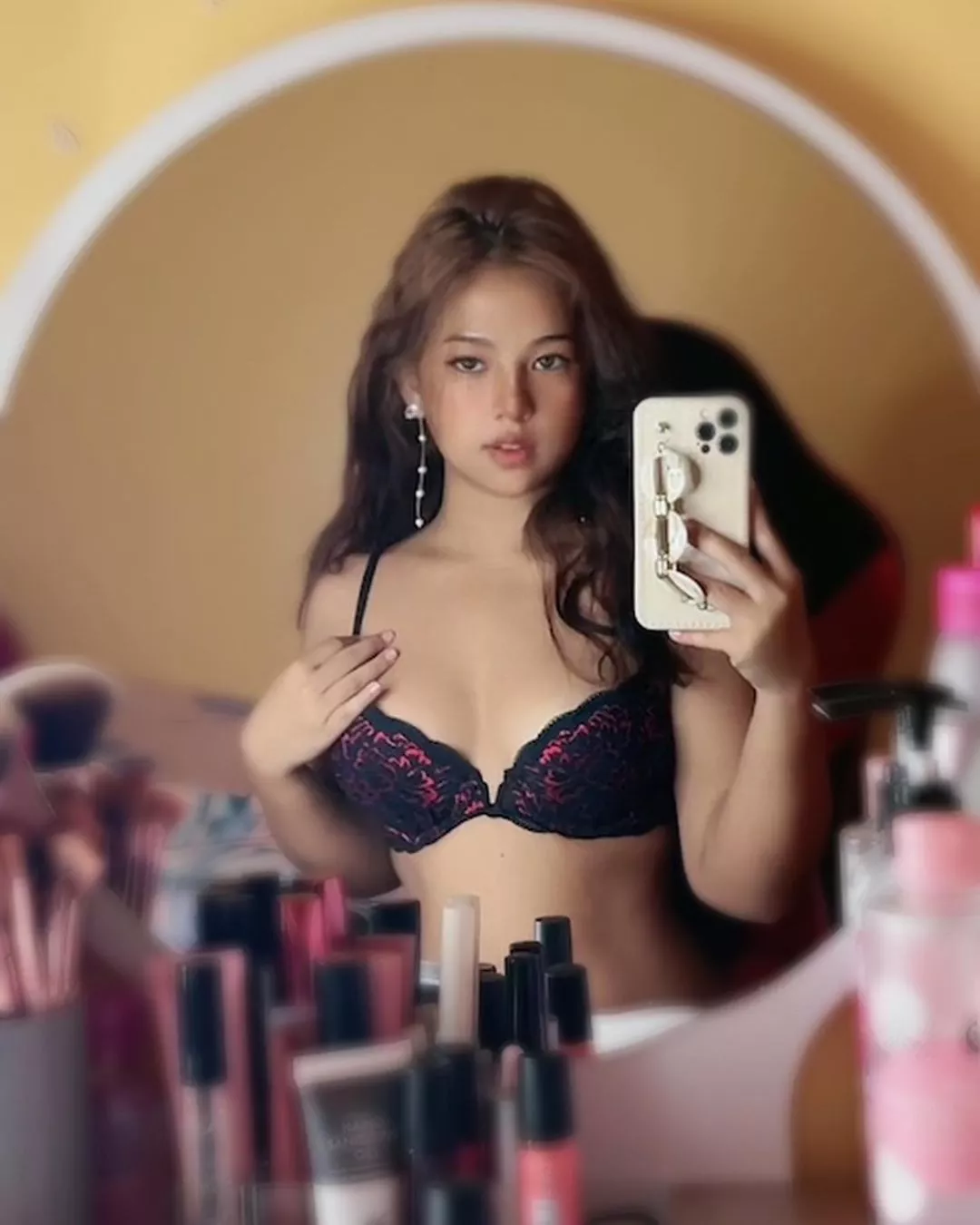 Trying on lingerie