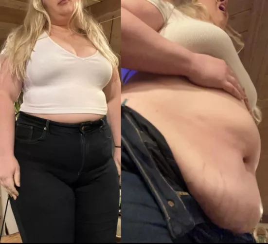 Typical before-and-after-a-buffet comparison. She always gets dressed all nice and then ends up a complete overfed blob moaning in pain. But that’s part of the fun 🤪