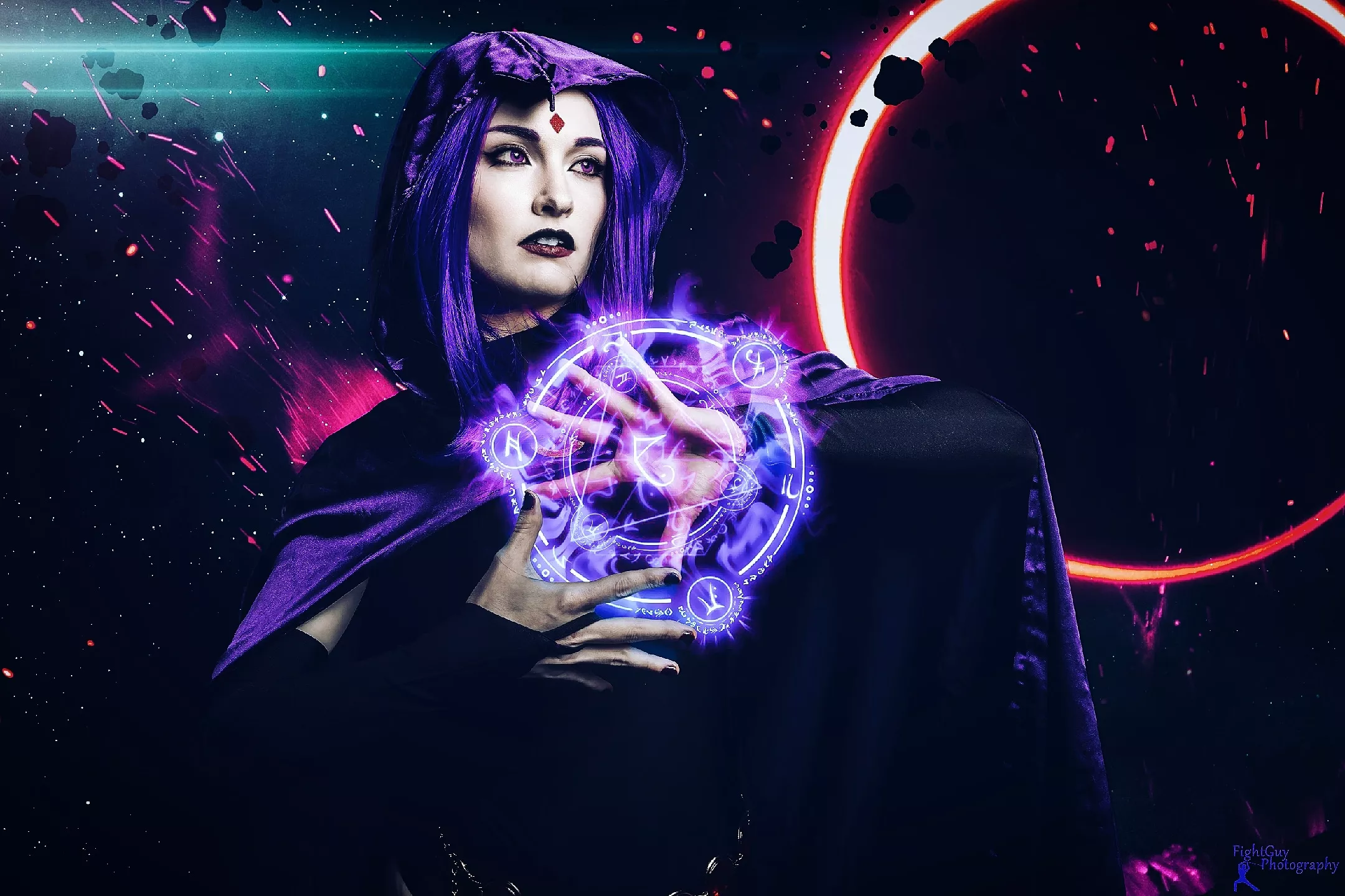 Kit Carter as Raven from Teen Titans, shot by FightGuyPhoto