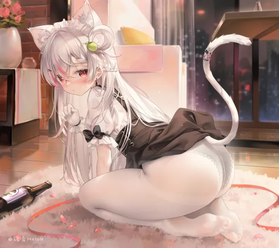 Cute Neko maid with nice thighs & a bubble butt