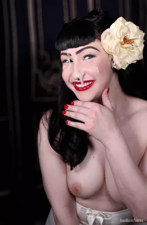 Look how happy I am to be showing off my face covered in cum!