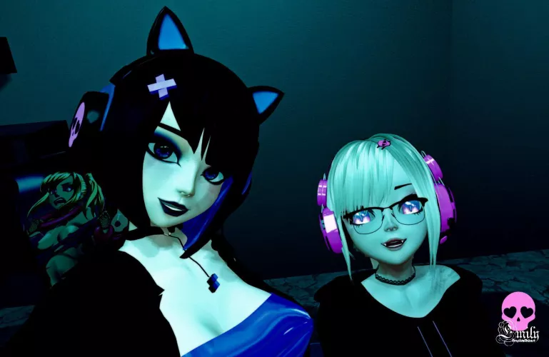 Your Demon gamer girlfriends are horny and alone. Have some fun with me and Nia💙 https://chaturbate.com/emyliveshow