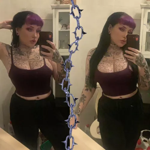I’m an aspiring goth bimbo, my goal is to become a bimbo succubus 😈 I love blasphemy and want to suck the souls out of dicks with my big cock pillows, my natural tits are big but could be bigger, and my waist and ass need work to get me that hourgla