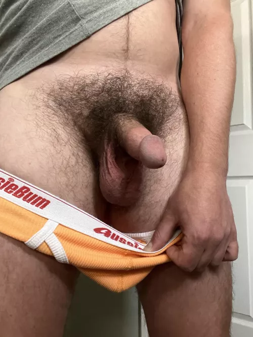 Pulling down my briefs for a peek of my bush