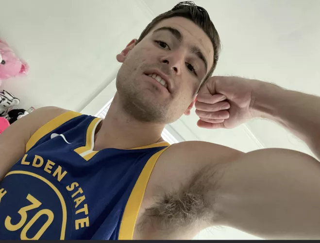 Showing his armpit I mean flex…