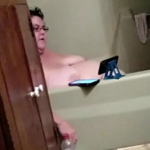 She is watching her phone and my phone is watching her. 😂