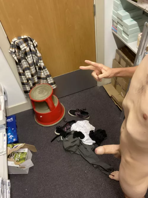 Stripped naked in the store room at work... (m24)