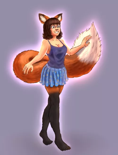 Have you ever imagined yourself literally becoming your fursona? This is exactly what is happening in this commission I made for the user (u/Sarahvixen7447)