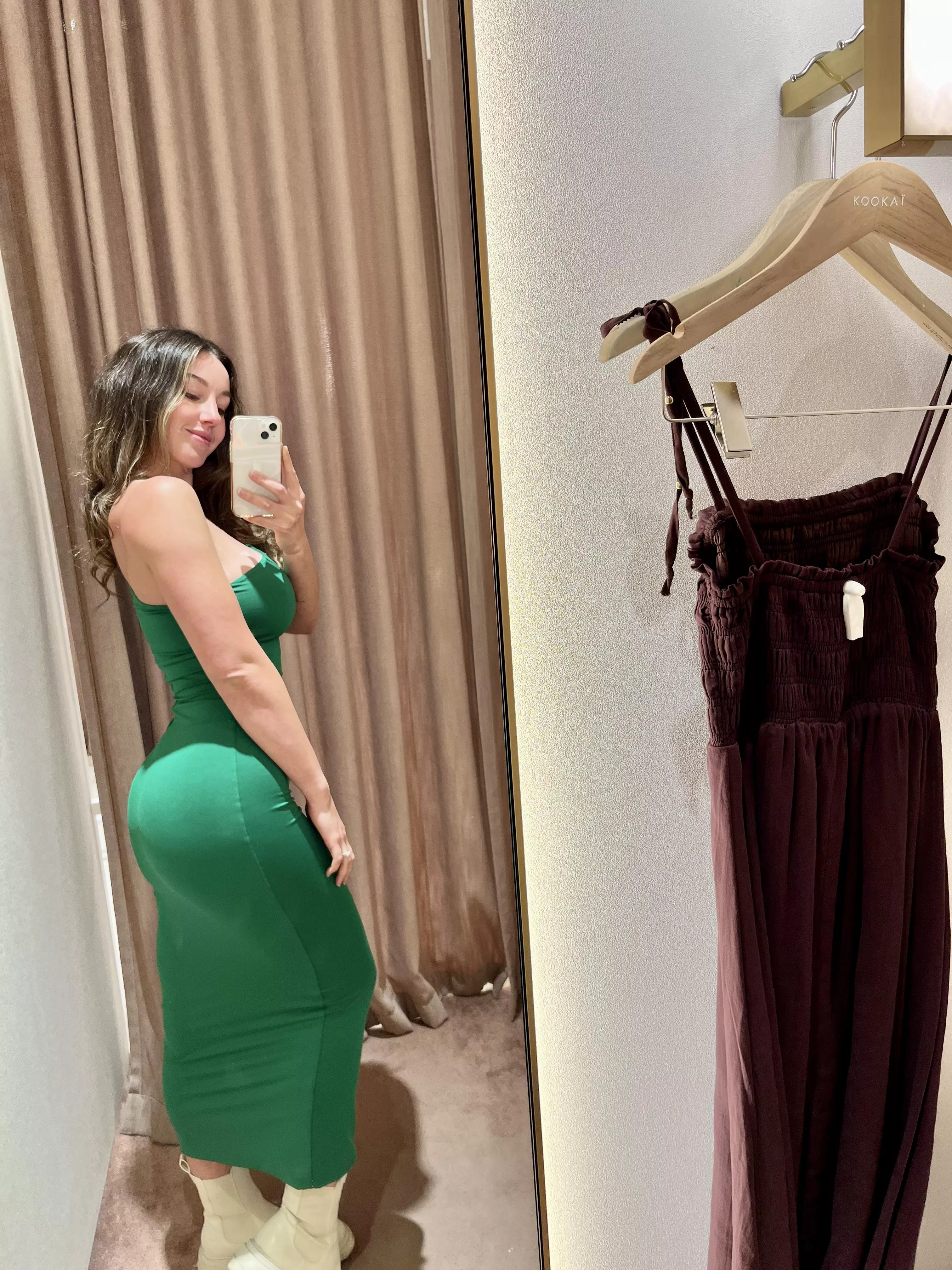 Hunting for a dress for an engagement party. I’m not sure if this is too much or not… Change room selfie 🤳 💚 Hunting for a dress for an engagement party. I’m not sure if this is too much or not… Change room selfie 🤳 💚