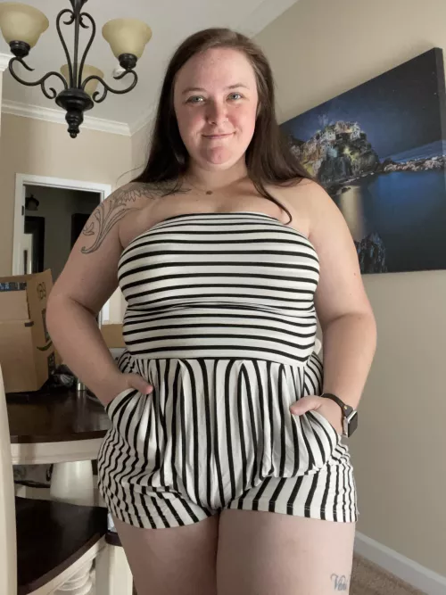 It’s mild… this romper is so cute! It frames my body so well.