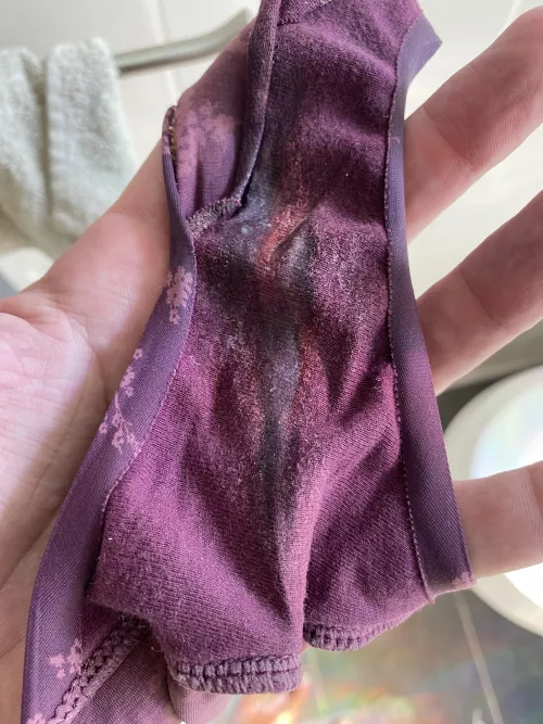 Wife’s panties were still wet in my hand. I was so turned on. They smelled so fucking good