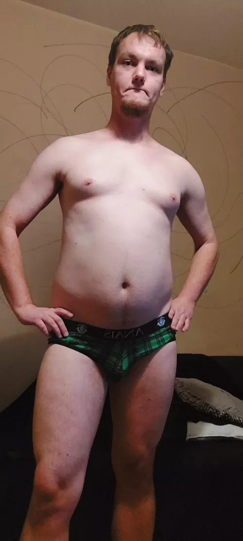 European cub in his new briefs with open back. 😜