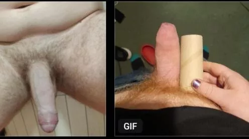 u/hungboy03 just dominated me, his soft cock (left) is bigger than my little clit hard