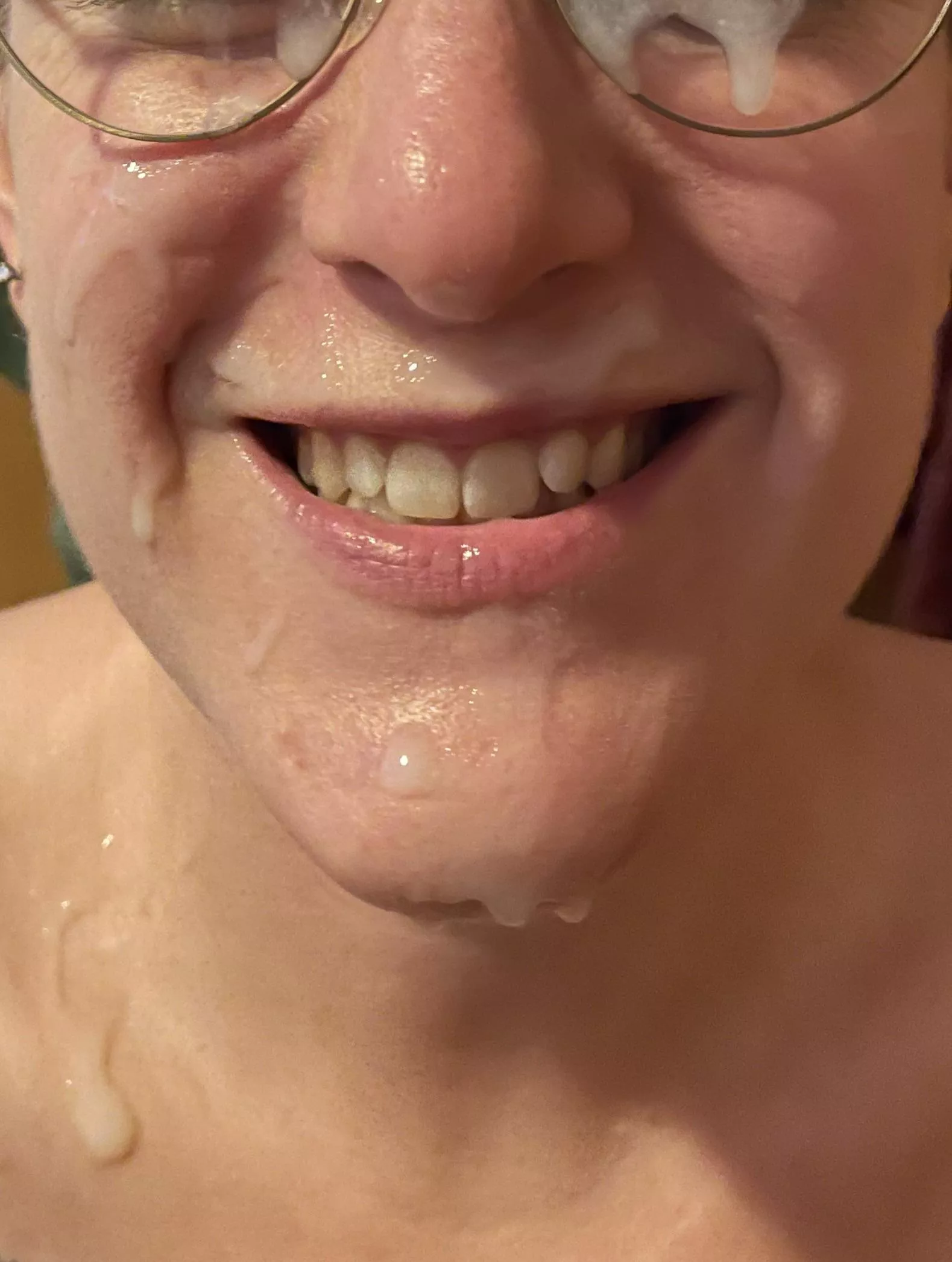 He covered me. Yum. It even dripped down my tits and back.