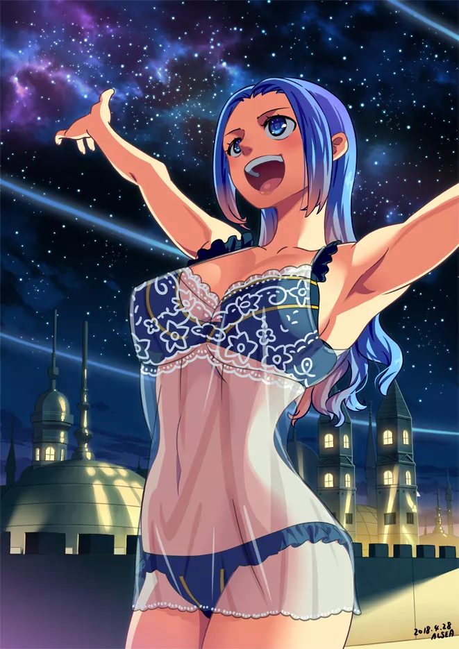 This Vivi fanart keeps getting removed from the /r/OnePiece sub for 