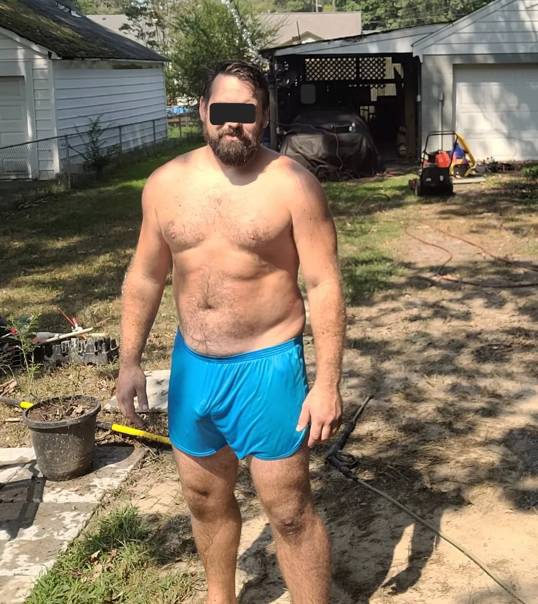 Blue Ranger Panties while I pressure wash the house.