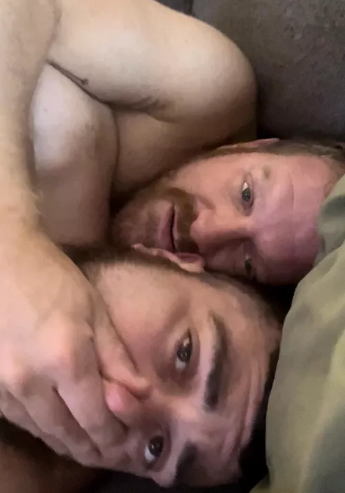 Covering his mouth so our neighbors can’t hear