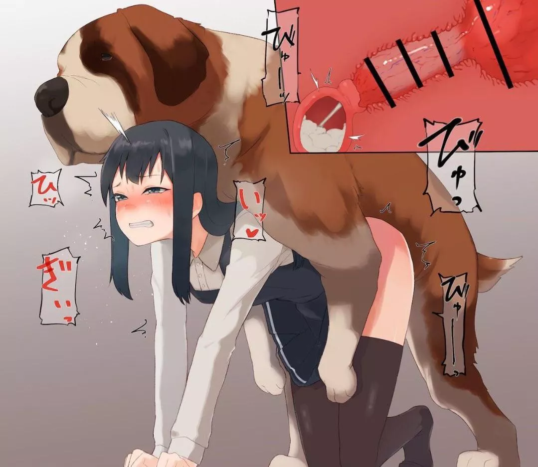 Fucked by a big dog, huge knot stuck whilst my little womb gets stuffed full of hot cum (Tsurugi)
