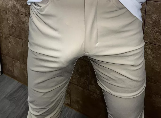 My outline in my work pants. Love the looks I get from my hot coworker