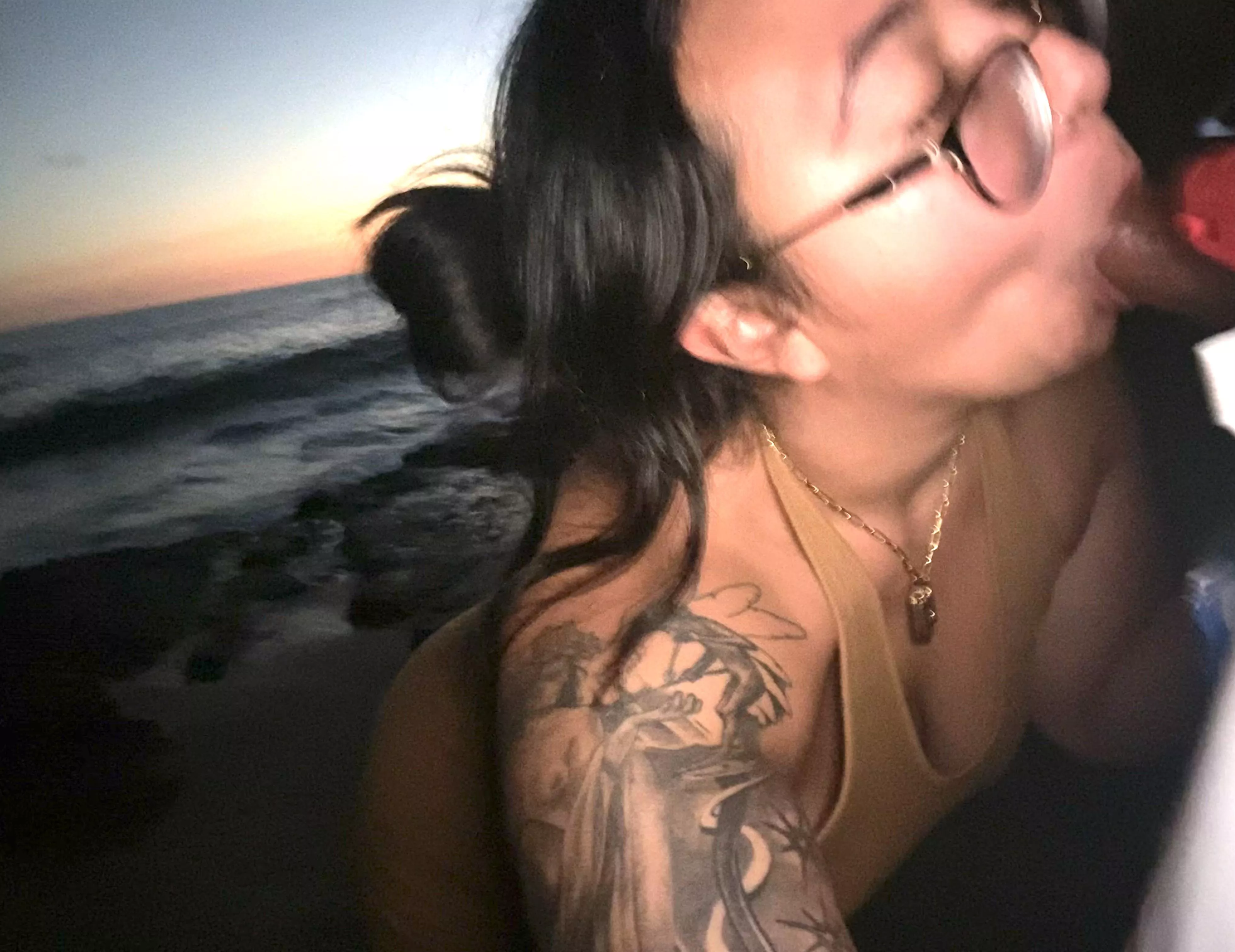 We got a little tooo horny watching the sunset at the beach last night, hopefully no one saw him throat fucking me π We got a little tooo horny watching the sunset at the beach last night, hopefully no one saw him throat fucking me π