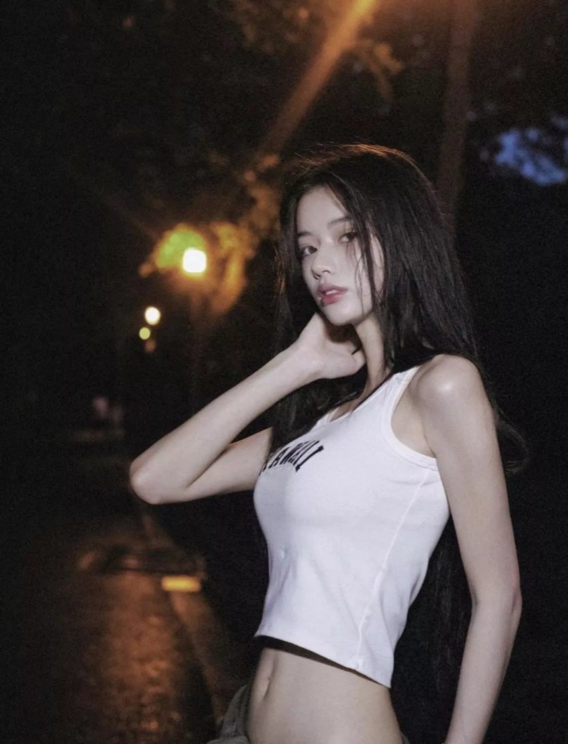 At night