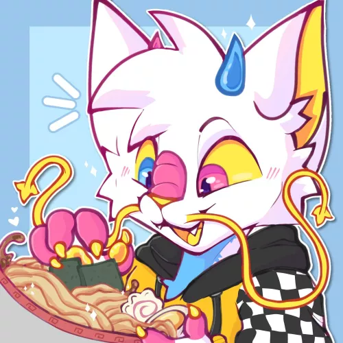 Neeko enjoying some ramen! 🍜