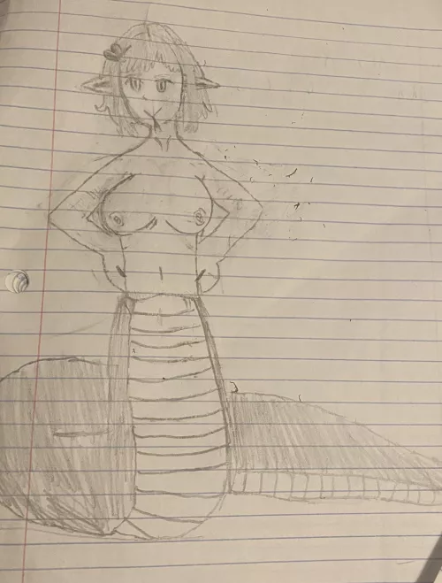I decided to repost it to remove the words but here is my first real lamia OC and NSFW drawing!