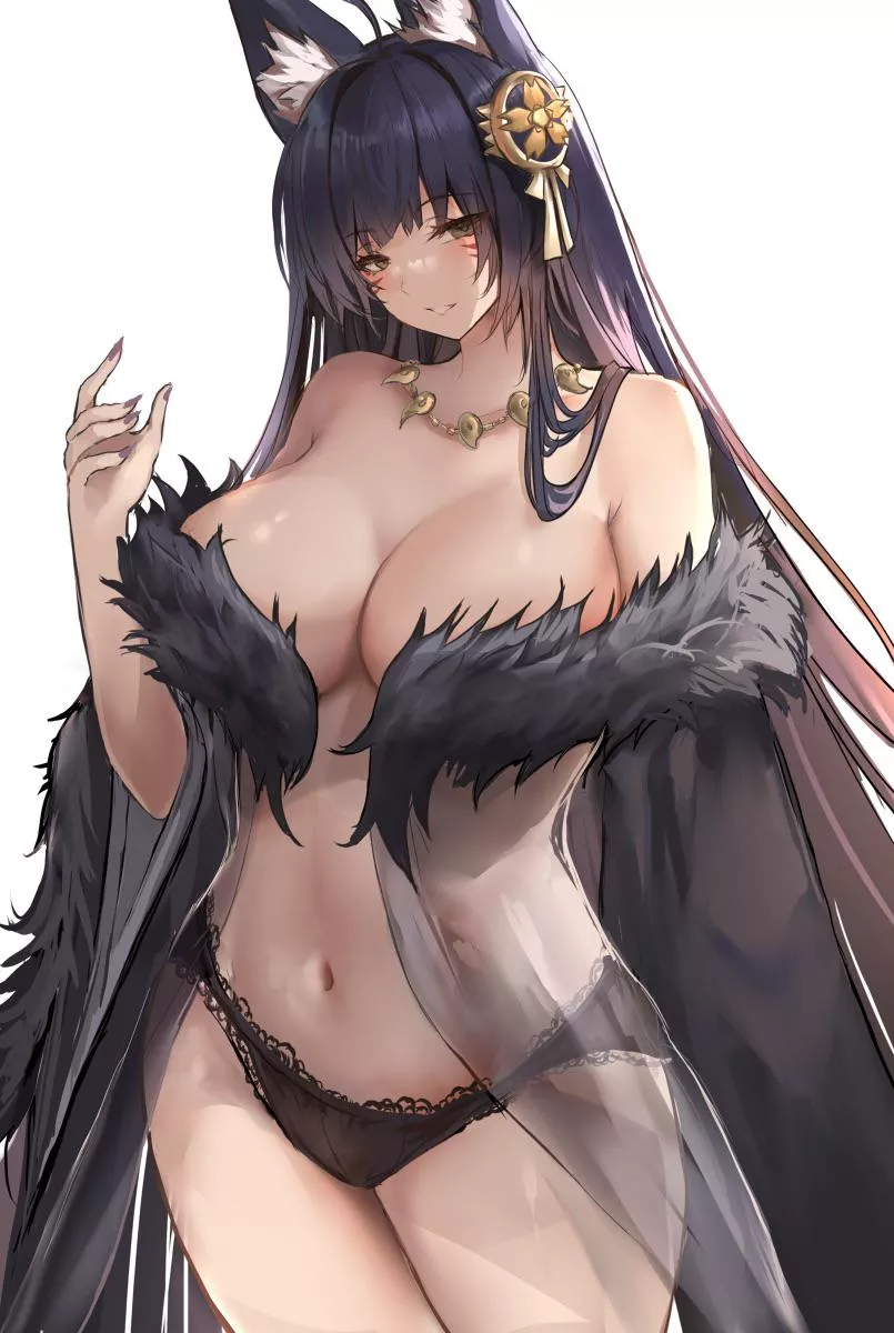 Musashi in a sheer gown (@LiaowenArts)[Azur Lane]