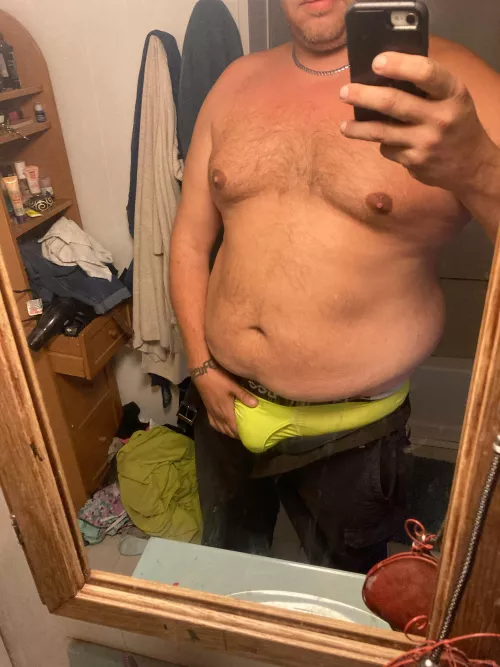 This bulge needs a female touch…. There must be some women that find this body sexy.. maybe not lol