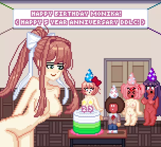 I made some (lewd) pixel art for Monika’s birthday :)