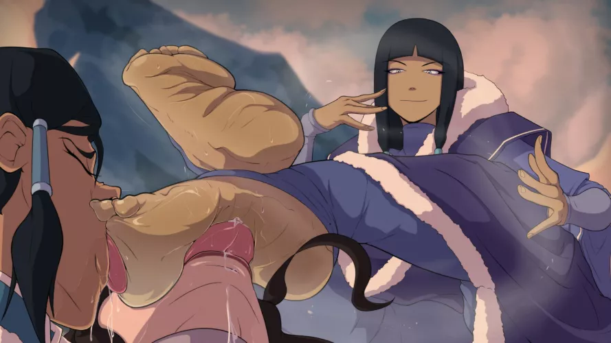Korra and Asami Worshiping Eska (Kiryu) [The Legend of Korra]