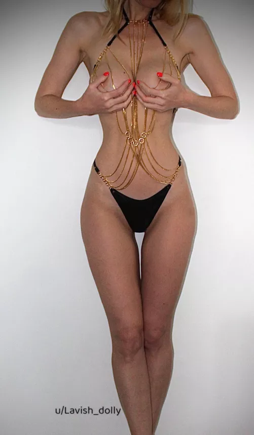 Love the sensation of the cold chains brushing against my body