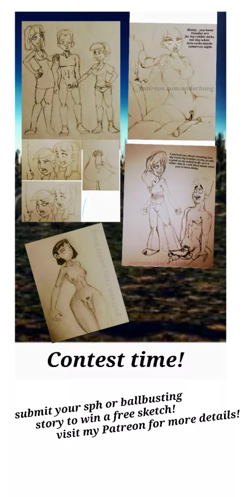 submit your sph or ballbusting story to me for a chance to win a custom sketch!