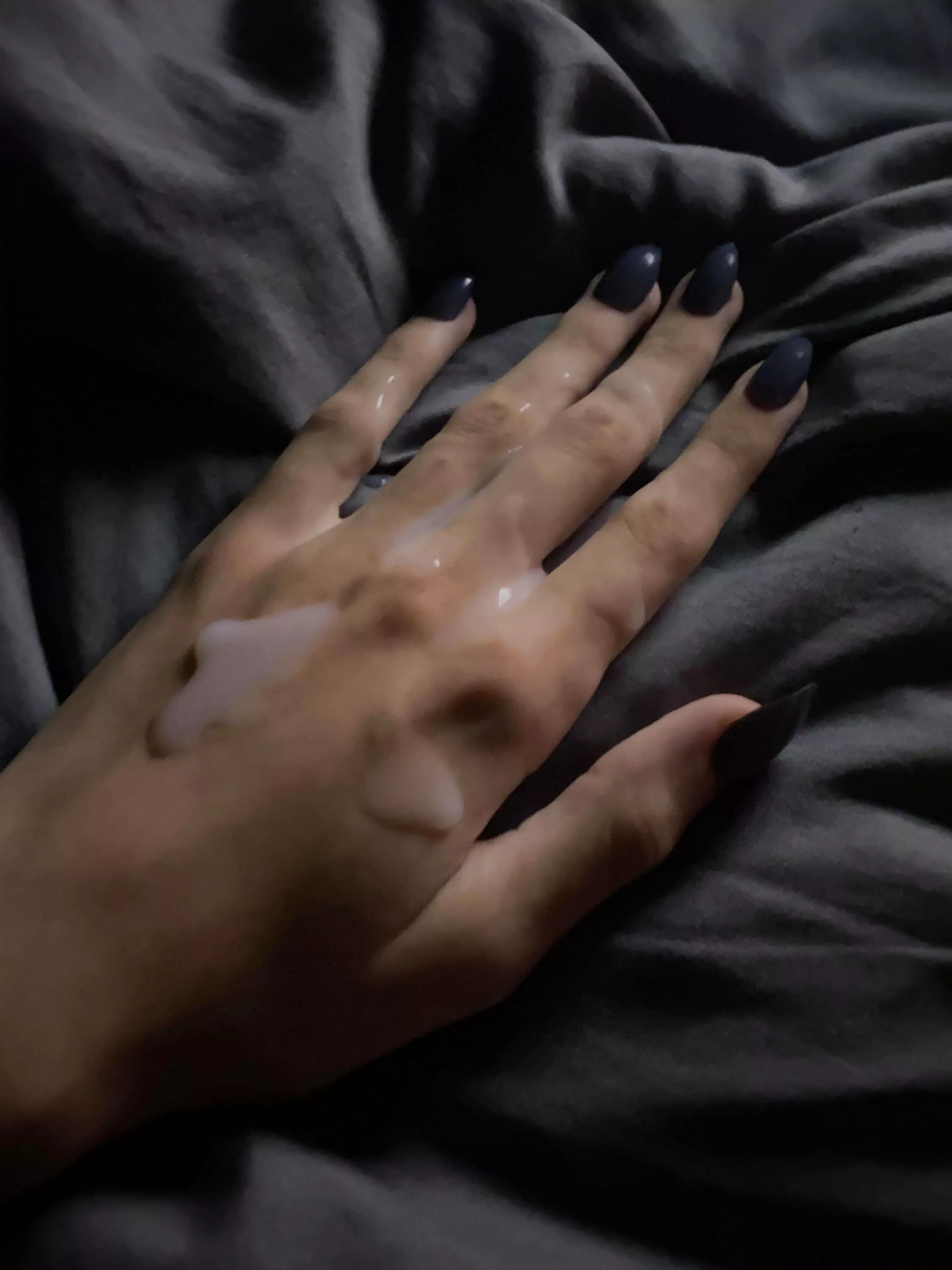 He exploded all over my pretty little cumslut nails… who’s next ;)