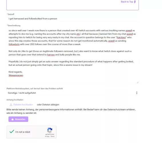 Maybe i can get some advise here too how to handle this, since twitch most likely will just give me a standard answer. like what can i, as the streamer, do against that or atleast prevent distraction in my stream?
