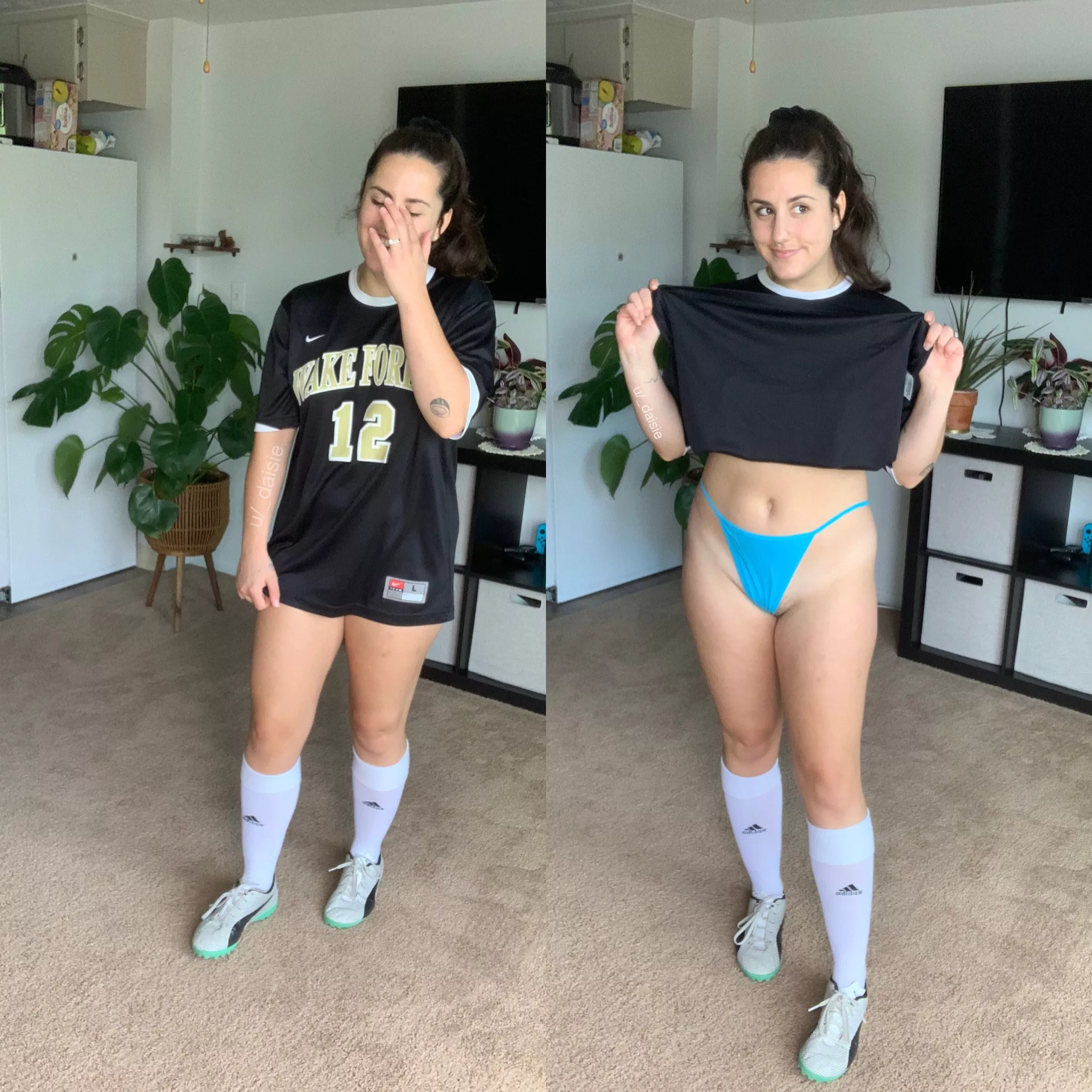 shy about showing what's under my soccer uniform🙈