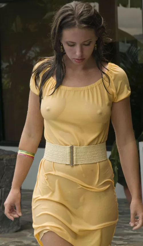 Oops, her dress got wet