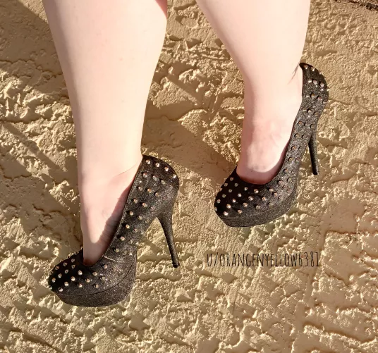 Well loved studded sparkly black heels