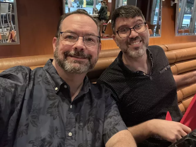 Out to dinner with my handsome husband.