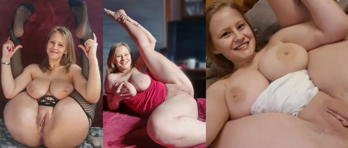 And here is such a small compilation of me thick, white girl. So, my tight pussy, my strong legs, my big tits and my acrobatic positions. Kisses