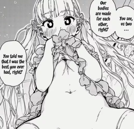 LF Mono Source: Dress_lift, clothes_lift, cowgirl_position, bottomless, text, english_text, “you see, us two… Our bodies are made for each other, right? You told me that I was the best you ever had, right?”