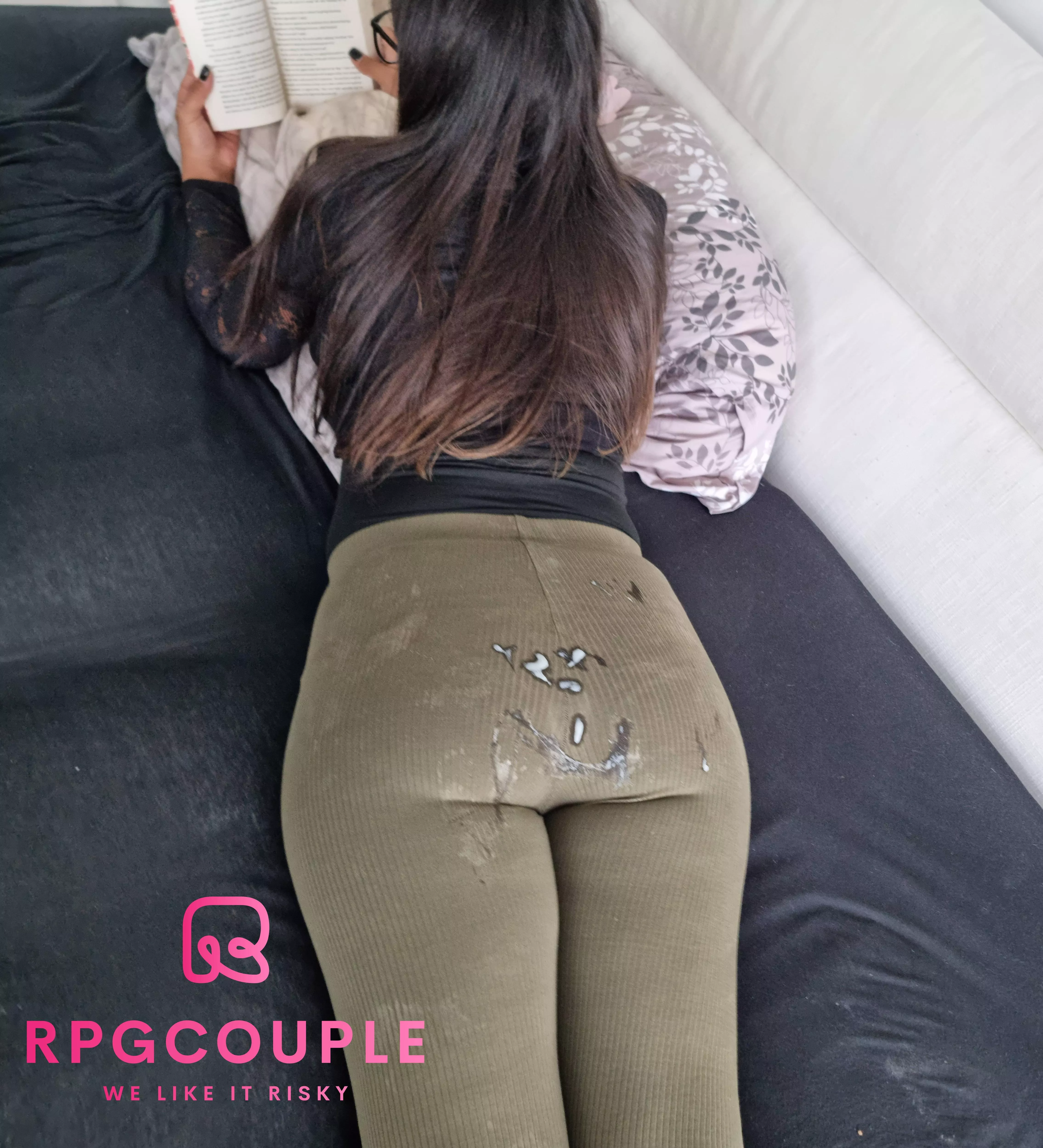 A thick smiley cum face on my ass
