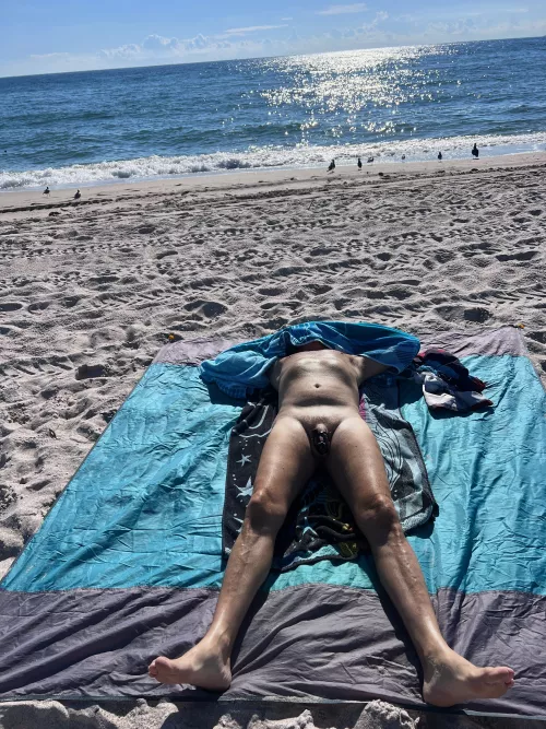 I took my caged cuck to a nude beach this past weekend to prepare for Locktober